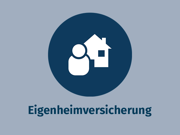 Blaues Icon auf grauem Hintergrund zu allsafe casa DIE Eigenheimversicherung