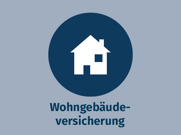 Blaues Icon auf grauem Hintergrund zu allsafe domo Wohngebäudeversicherung