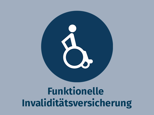 Blaues Icon auf grauem Hintergrund zu allsafe lavida Funktionelle Invaliditätsversicherung