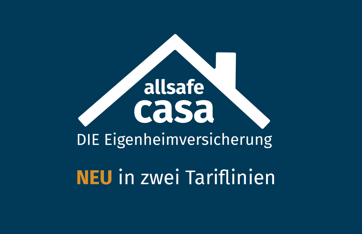 Logo von allsafe casa mit dem Text DIE Eigenheimversicherung
