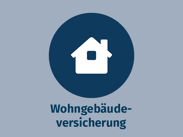 Blaues Icon auf grauem Hintergrund zur allsafe domo easy Wohngebäudeversicherung