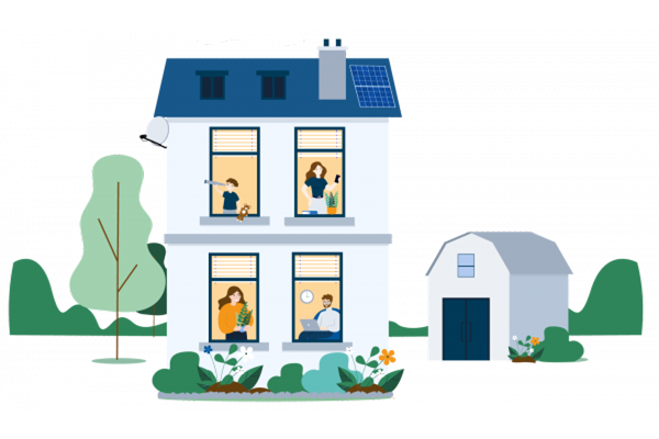 allsafe domo Wohngebäudeversicherung allsafe domo Wohngebäudeversicherung - Haus mit Menschen