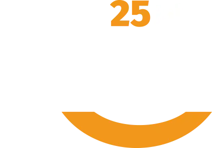 Jubiläums-Logo – 25 Jahre k+m Wir feiern Jubiläum - 25 Jahre k+m